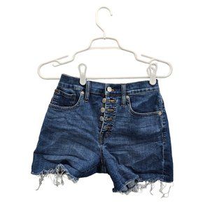 MADEWELL Women's Size 23 Hi-Rise Denim Shorts 4" Button Fly Front Frayed Hem